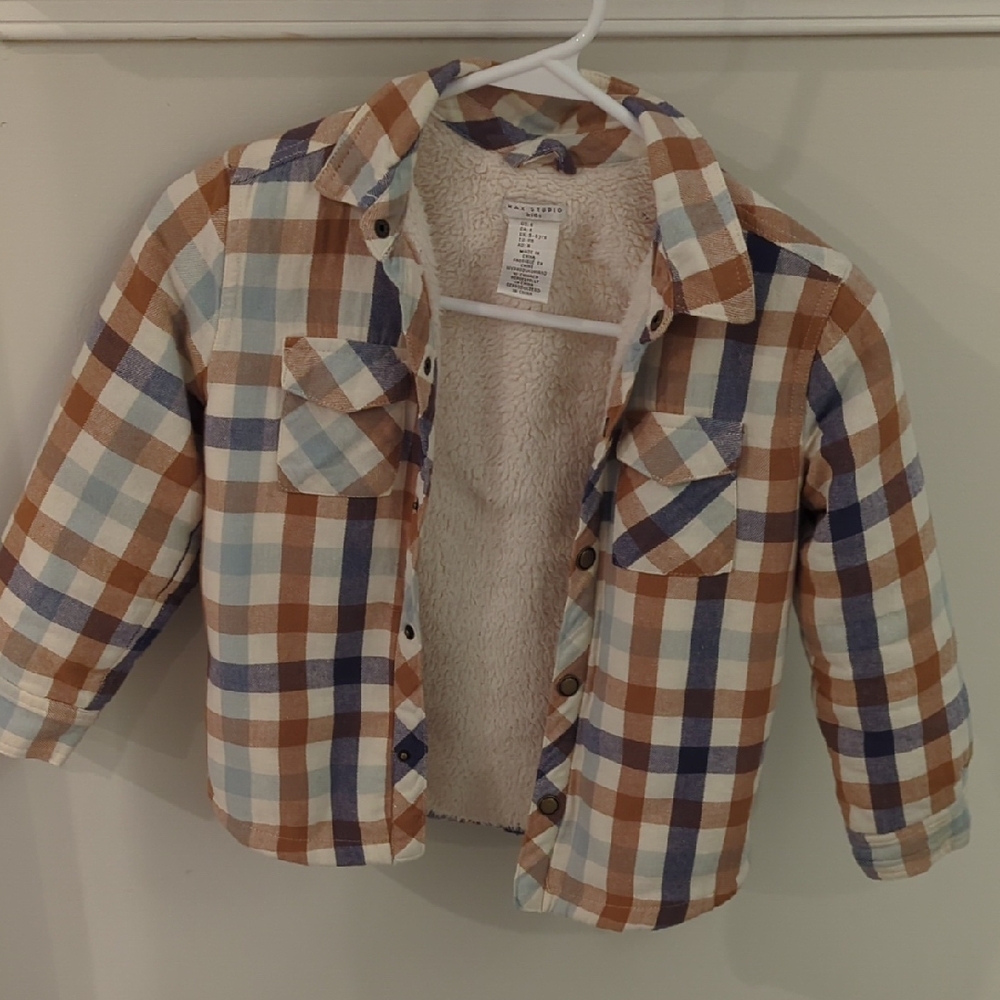 Max Studio Plaid Kids Jacket with Fleece Lining
